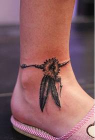 female foot good-looking anklet feather tattoo pattern picture