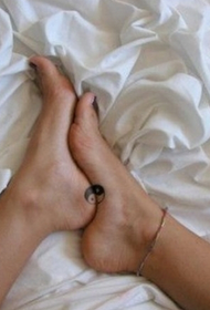 Black and White Bagua Tattoo for Girls' Feet