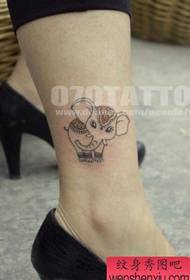 girl's leg super cute elephant tattoo pattern