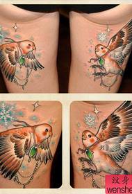 girls legs beautiful pigeon tattoo pattern