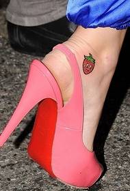 girl's foot cute strawberry tattoo