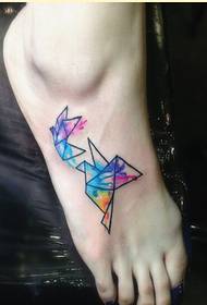beautiful instep nice color paper crane tattoo pattern picture