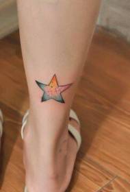 beautiful ankle fine beautiful five-pointed star empty tattoo picture