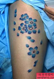 girls leg nice cherry blossom tattoo pattern