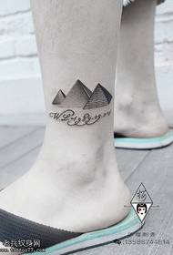 three-dimensional hill tattoo pattern on the ankle
