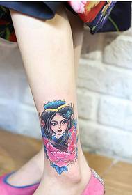 Ankles are beautiful and clean cartoon geisha tattoo pattern pictures