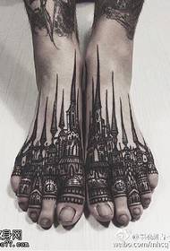 foot beautiful castle tattoo pattern