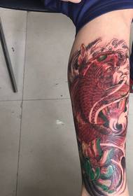 外色紅魷魚紋身紋身47516-腳個性化時尚紋身