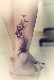 Beautiful beautiful feathered tattoo pattern on the beautiful ankle