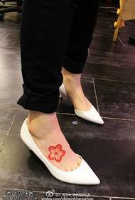 foot pink cherry blossom tattoo pattern