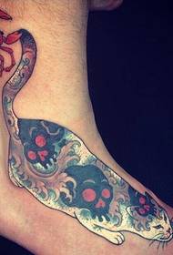 tatuagem de gato no peito do pé 47615 - tatuagem de peito do pé totem Van Gogh criativa