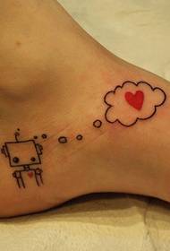 meitenes pēdas gudrs karikatūra sarkans sirds tetovējums