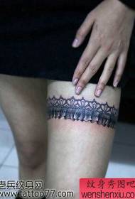 Popular sexy woman's leg lace tattoo