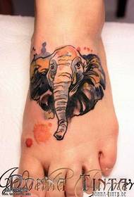 foot elephant head tattoo pattern