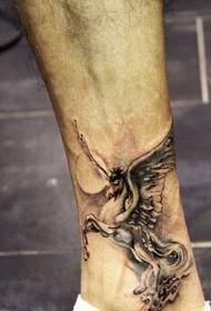 stylish male ankle personality good looking horse tattoo pattern picture
