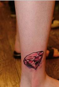 personality female ankle beautiful color diamond tattoo pattern picture
