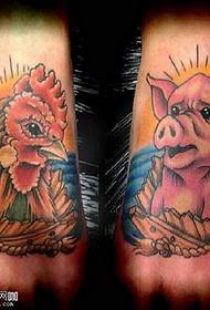 foot chicken and pig tattoo Patroon