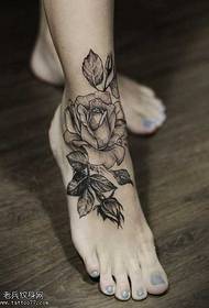 foot black rose tattoo pattern