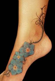 ladies feet color flower tattoo pattern