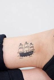 girl on the left ankle Small sailboat tattoo