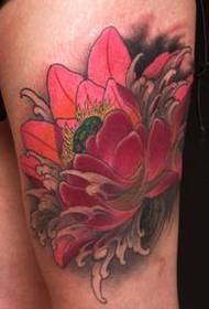 beauty leg color lotus tattoo pattern