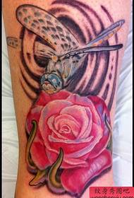 Leg tattoo pattern: leg rose dragonfly tattoo pattern