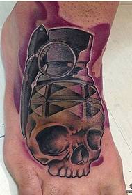 foot back grenade tattoo pattern