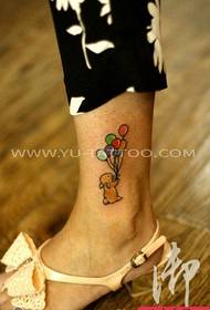 woman's ankle Cute rabbit colorful balloon tattoo works