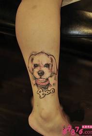cute dog portrait ankle tattoo picture