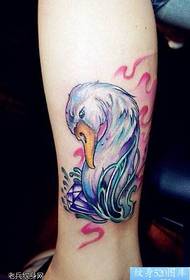 an ankle color goose diamond tattoo pattern
