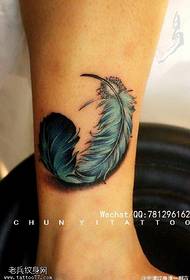 ankle personality color feather tattoo pattern