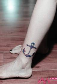 ankle color anchor tattoo picture