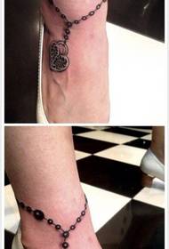 female anklet love lock tattoo pattern