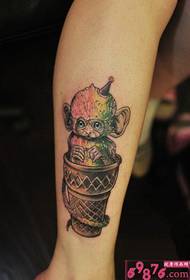 ice cream little cute monkey ankle tattoo picture