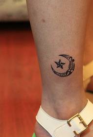 ankle moon five-pointed star tattoo pattern