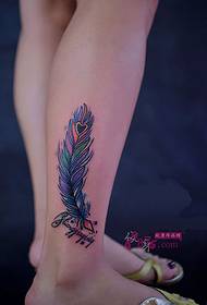 Cool Little Feather Ankle Tattoo Picture