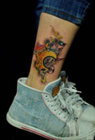 Creative Cat and Lantern Ankle Tattoo Picture