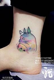 ankle color splash ink cat tattoo pattern