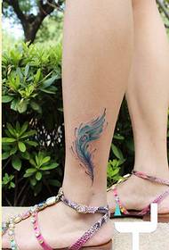 fashion female ankle beautiful color feather tattoo picture picture