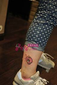 pink mini skull ankle tattoo picture