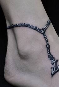 batang babae ng anchor chain chain ng monochrome na pag-uugali ng larawan sa tattoo