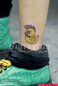 Foot color small yellow duck tattoo works by tattoos to share it