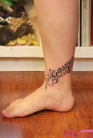 Flower English design ankle tattoo picture