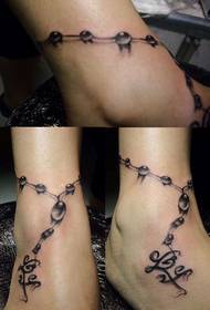 couple anklet tattoo pattern