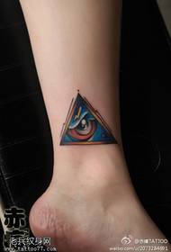 woman's ankle color eye tattoo works