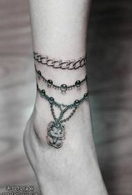 woman anklet Kitty cat tattoo work
