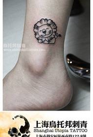 girl's ankle at the cute little lion tattoo pattern