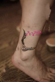 ankle feather flower body tattoo picture