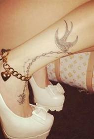 girls feet swallow necklace beautiful tattoo Pattern picture picture