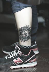 retro compass ankle tattoo picture